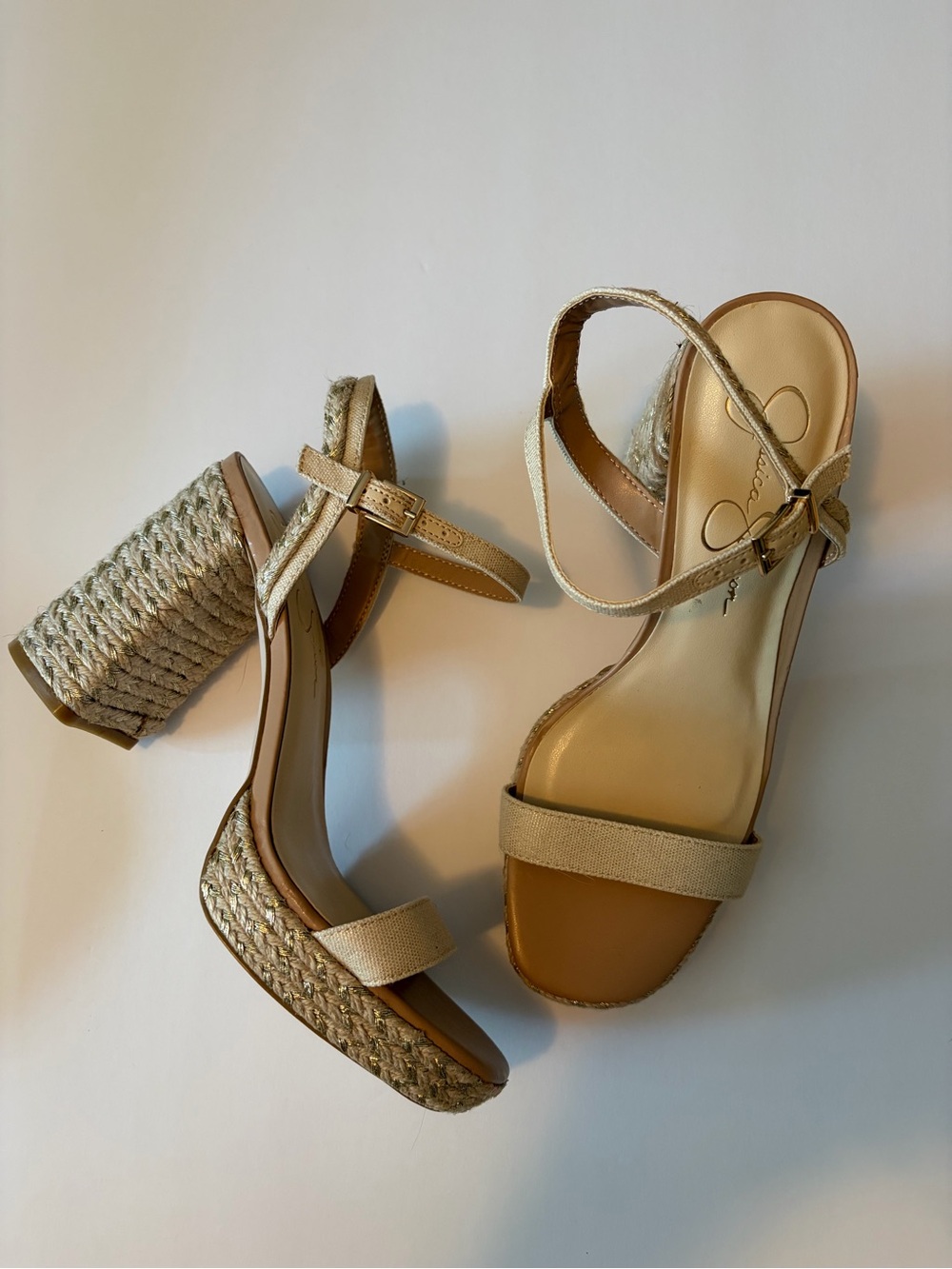 Jessica Simpson Tan Espadrille Block Heel Sandals